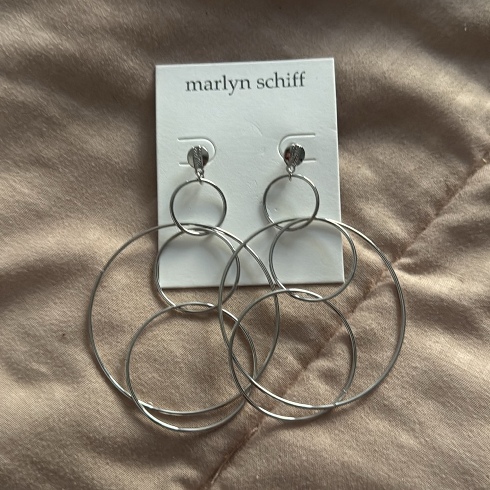 Marlyn Schiff Large Silver Statement Earrings Sil… - image 2